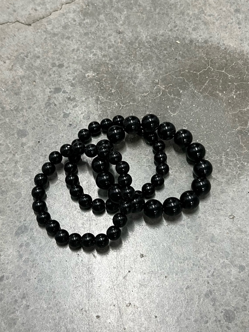 Black Beaded Stretch Bracelet Set